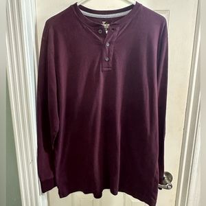 Outdoor Life  Wilderness Suede Henley Mens Size Large Maroon Long Sleeve Shirt